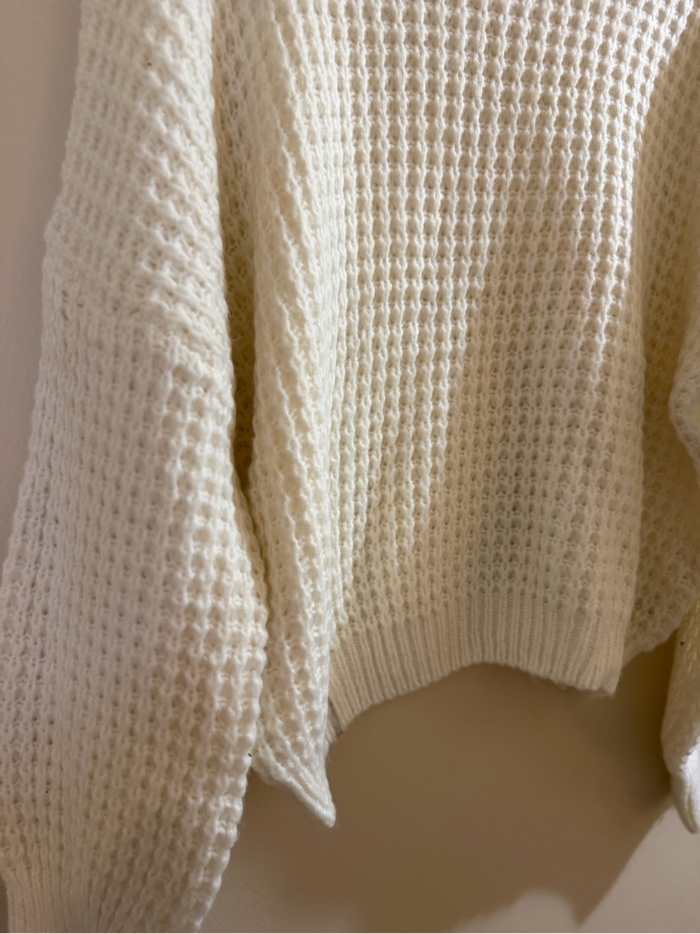 NWOT Sonoma Ivory Waffle-Knit Crewneck Sweater - Picture 3 of 7